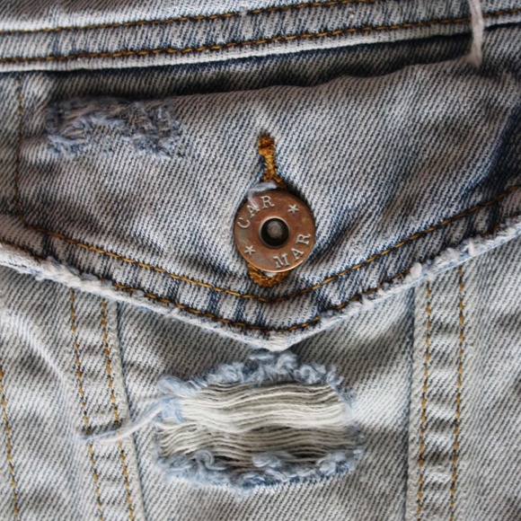 NWT LF Carmar Flames Distressed Denim Jacket - Picture 5 of 6